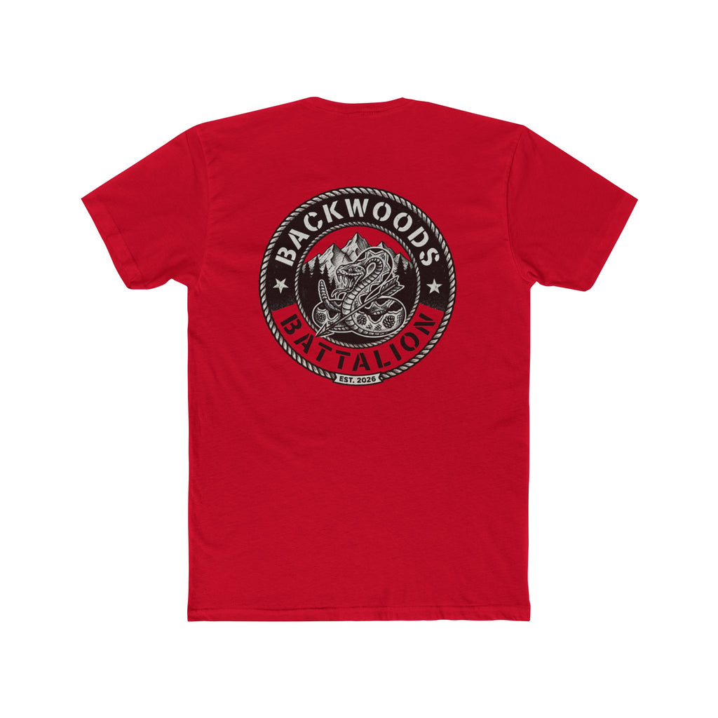 Backwoods Battalion Graphic Tee — Snake Patch Logo Crew Shirt