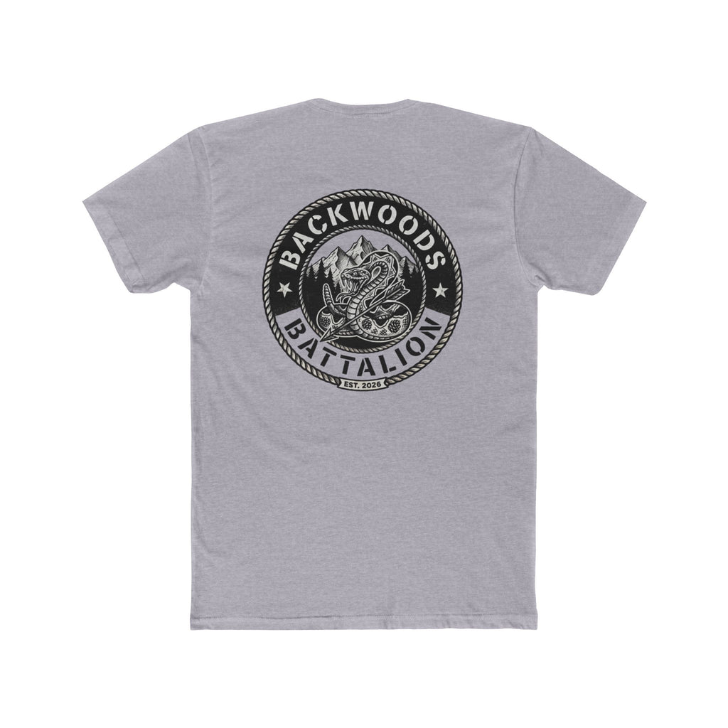 Backwoods Battalion Graphic Tee — Snake Patch Logo Crew Shirt