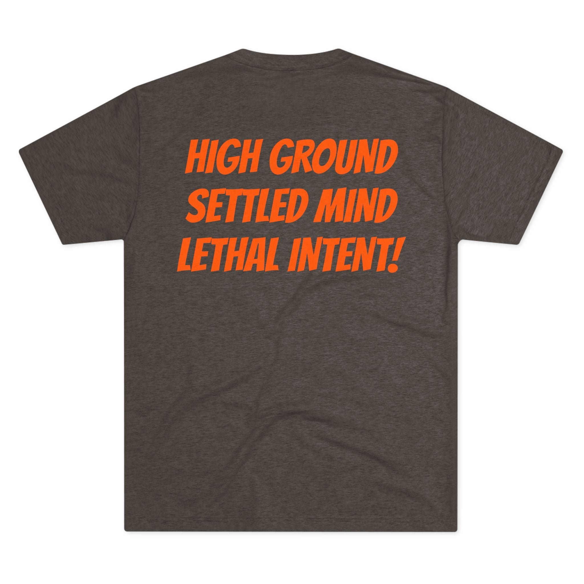Howboutcha Logo Tee — “High Ground Settled Mind Lethal Intent”