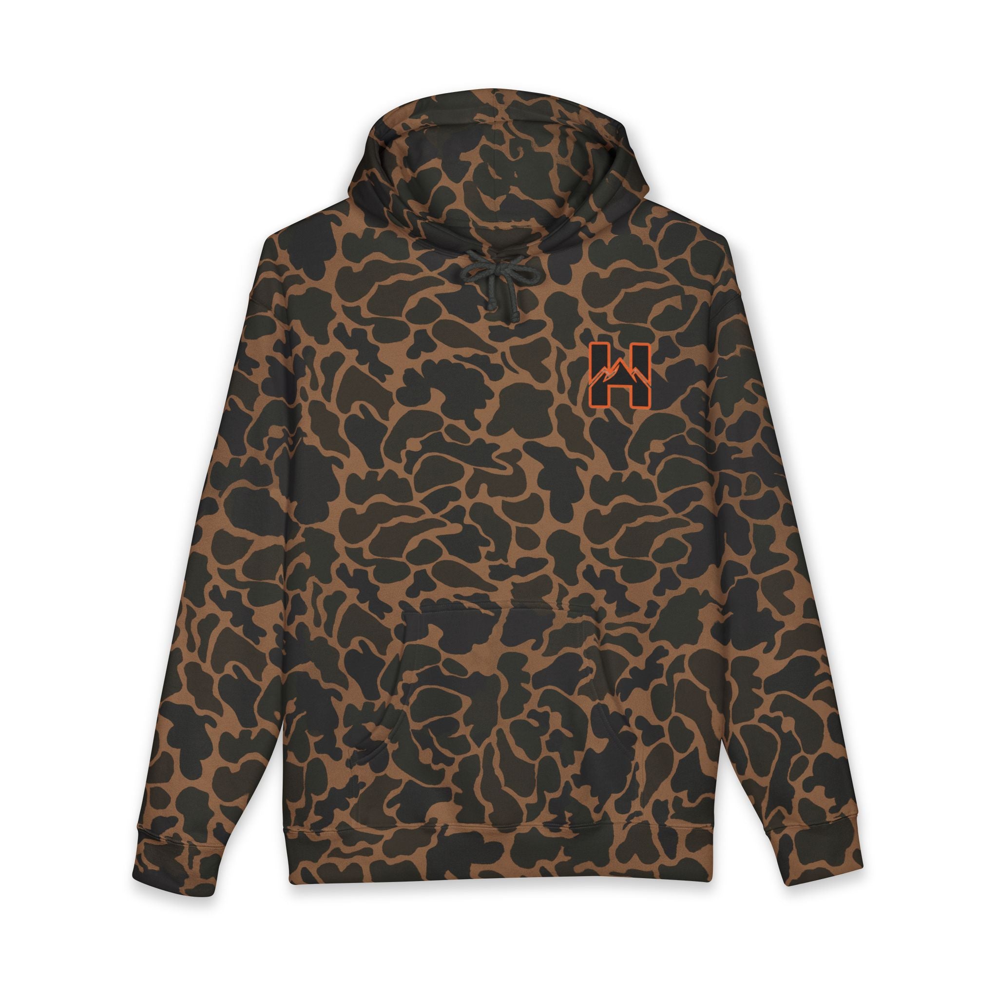 Howboutcha Outfitters Camo Hoodie — Flagship Logo Pullover