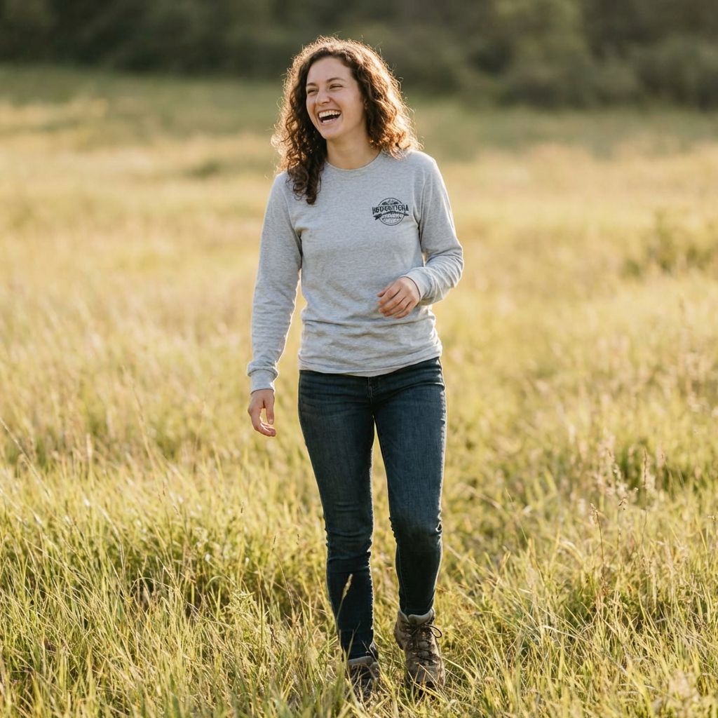 Button Buck Long Sleeve Tee — Vintage HB Logo Chest & 'Stalking Grace' Back Print