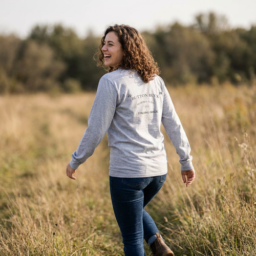 Button Buck Long Sleeve Tee — Vintage HB Logo Chest & 'Stalking Grace' Back Print