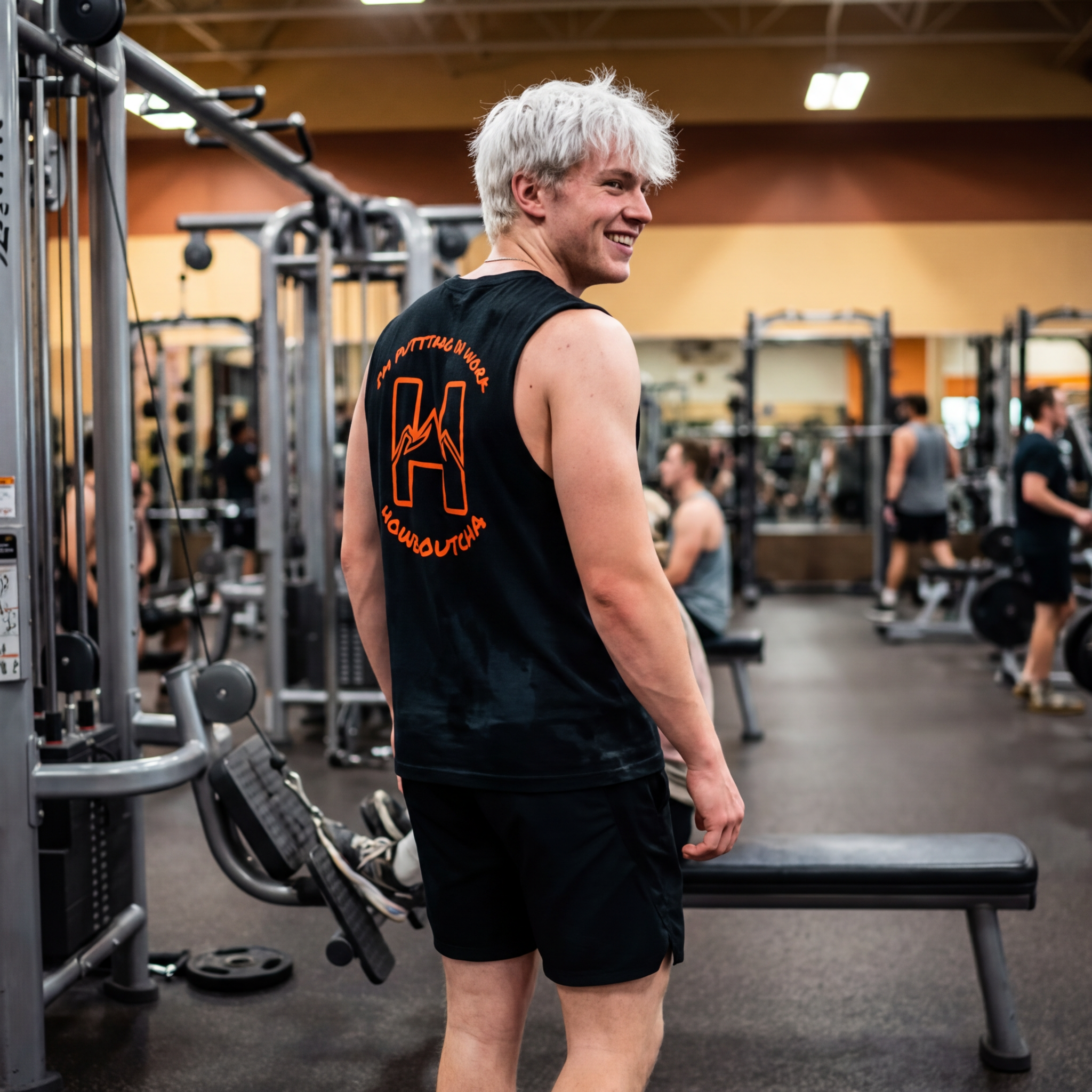 Howboutcha H Mountain Muscle Tank — "I'm Putting In Work" Back Graphic