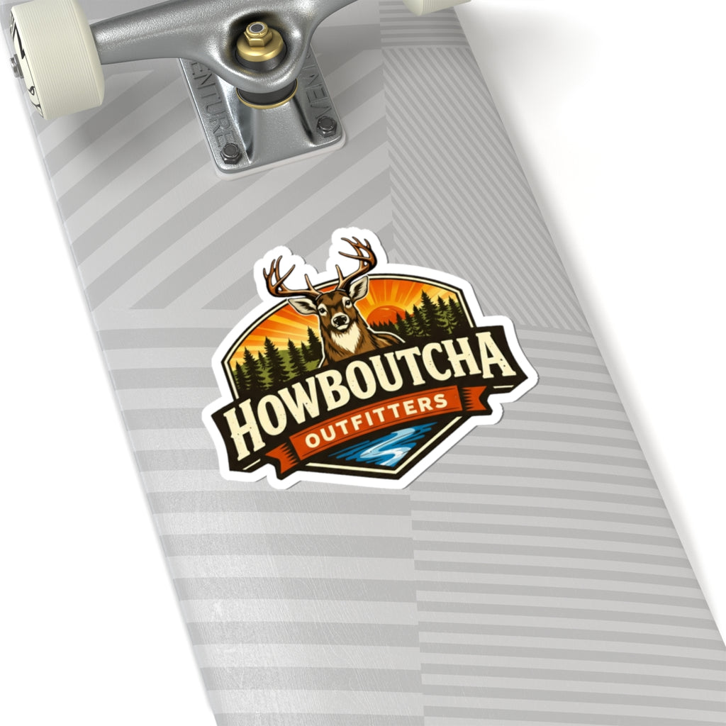 Howboutcha Outfitters Deer Logo Sticker — Kiss-Cut Outdoor Decal