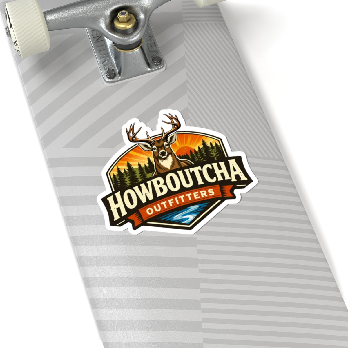 Howboutcha Outfitters Deer Logo Sticker — Kiss-Cut Outdoor Decal