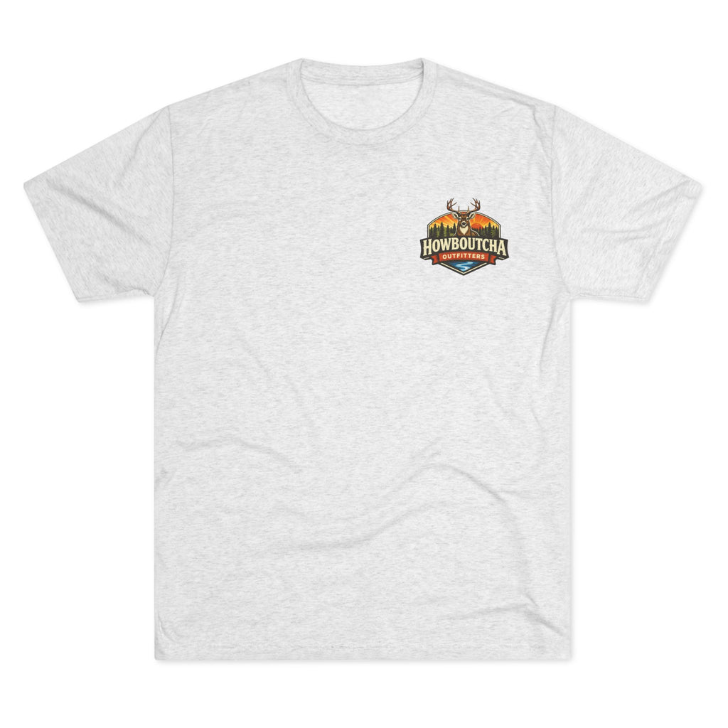 Howboutcha Logo Tee — “High Ground Settled Mind Lethal Intent”