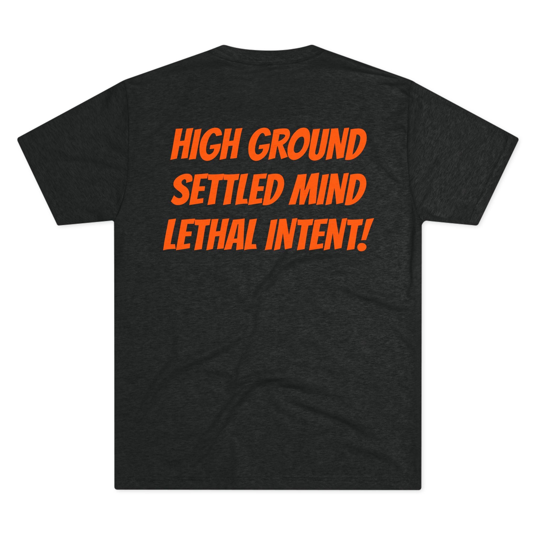 Howboutcha Logo Tee — “High Ground Settled Mind Lethal Intent”